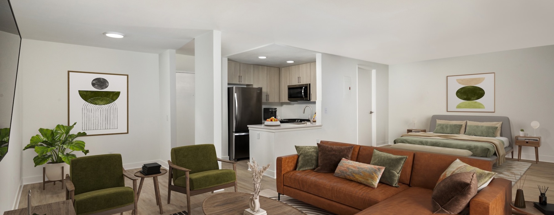 a living room with a couch and a table