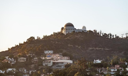 a large building on a hill